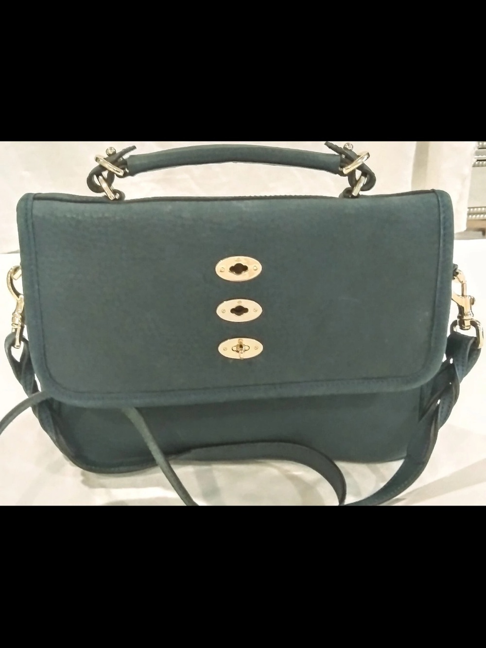 Mulberry Teal Top-Handle Satchel with Gold Hardware